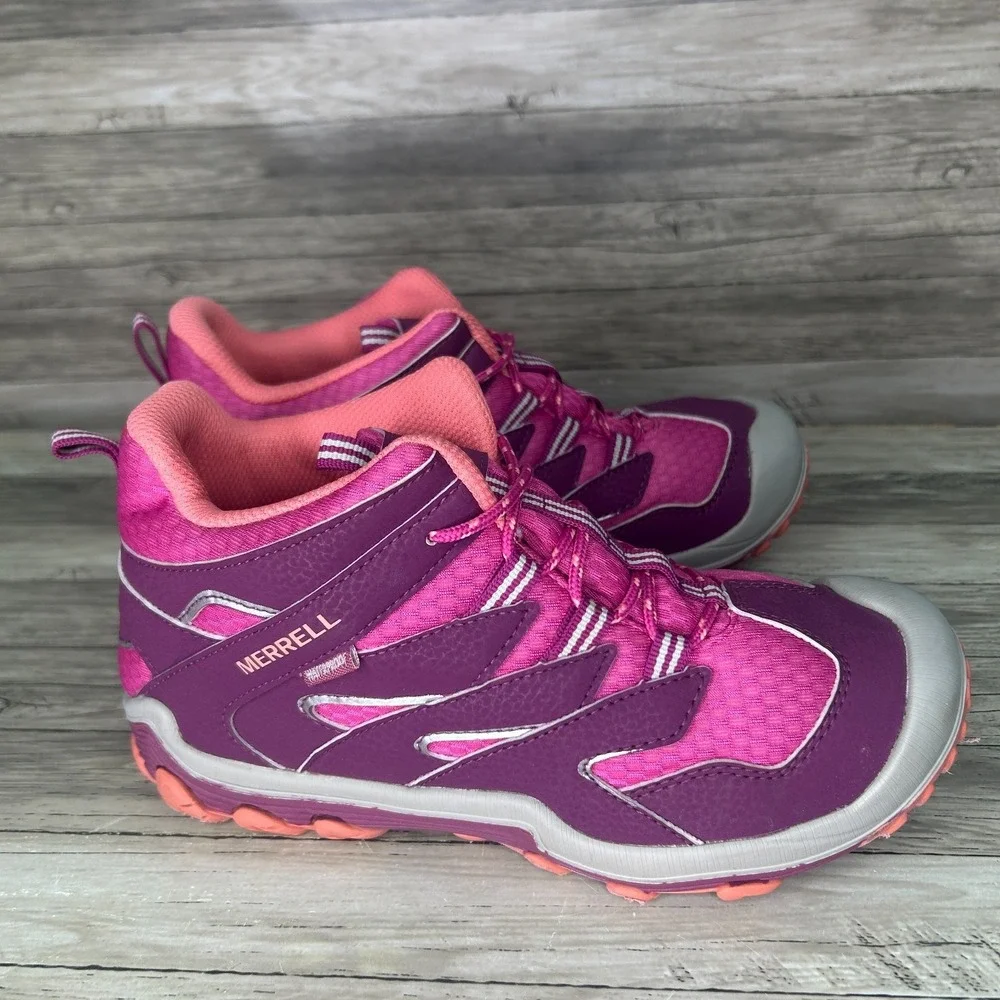 Merrell Kids Chameleon 7 Access Mid A/C Waterproof Hiking Boots Berry Pink 5M